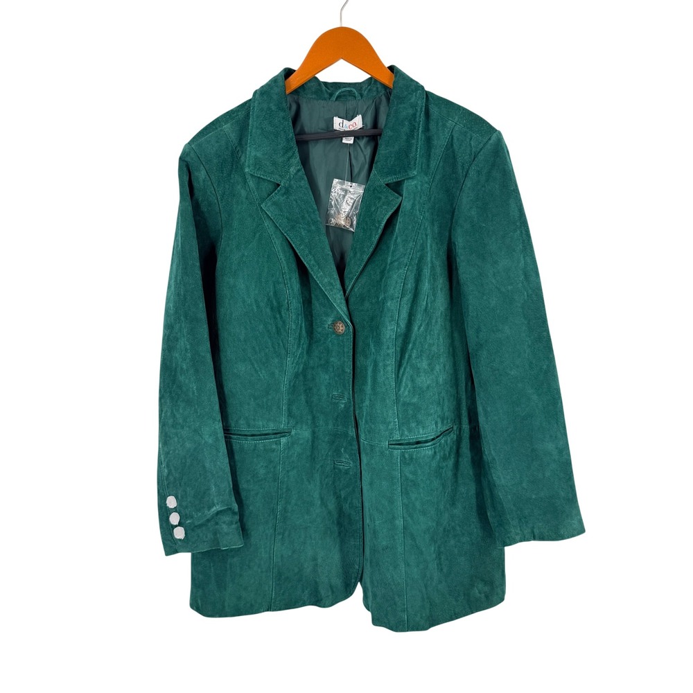 D&Co. Suede Green Jacket Green 2X Leather Plus Size Boho Western Earthy Fall